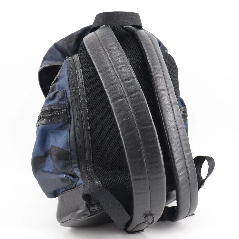 COACH Backpack Daypack camouflage Blue / black Nylon/Calfskin mens - Picture 2 of 12